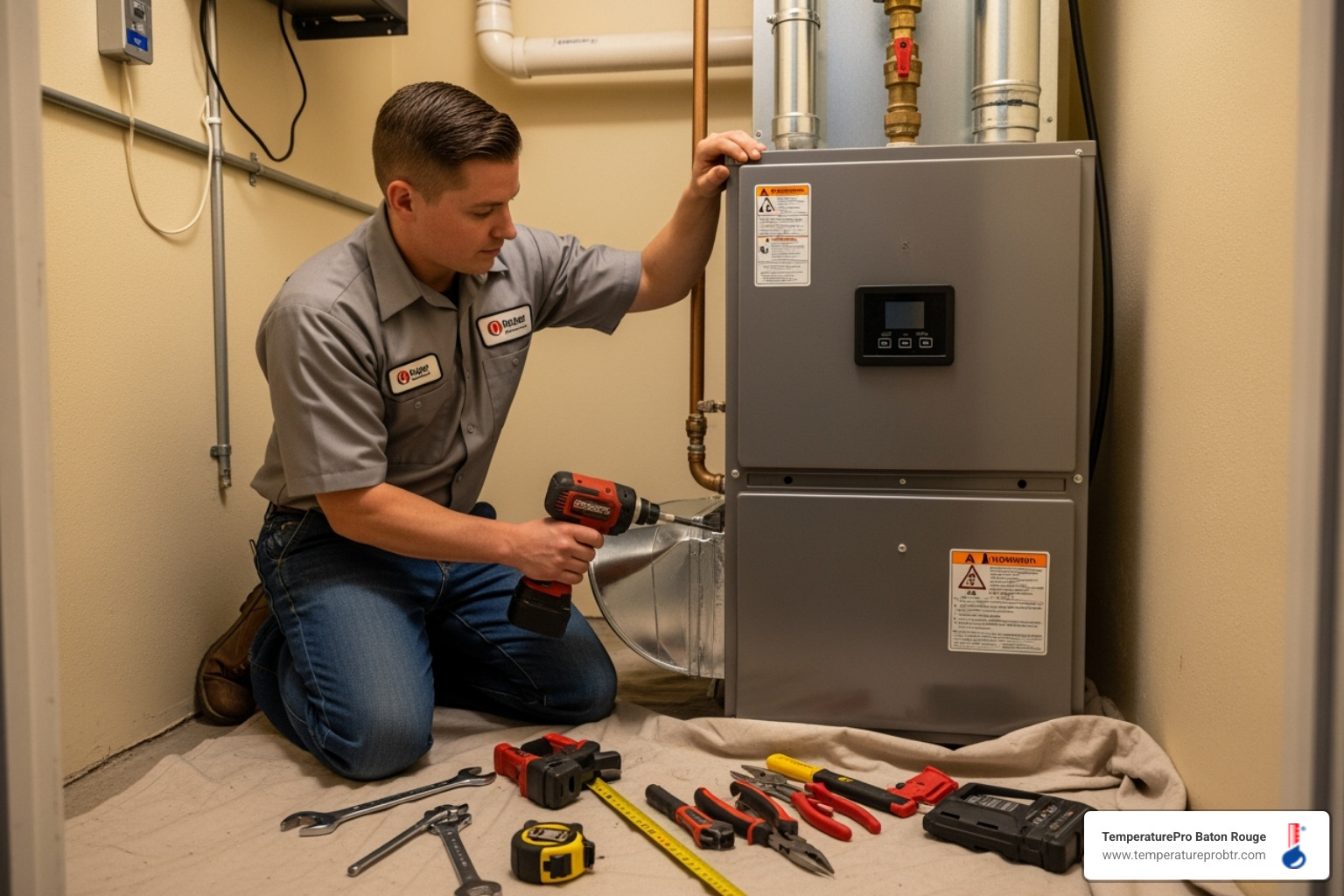 certified technician installing new heating unit - heating replacement in slaughter la certified technician installing new heating unit - heating replacement in slaughter la