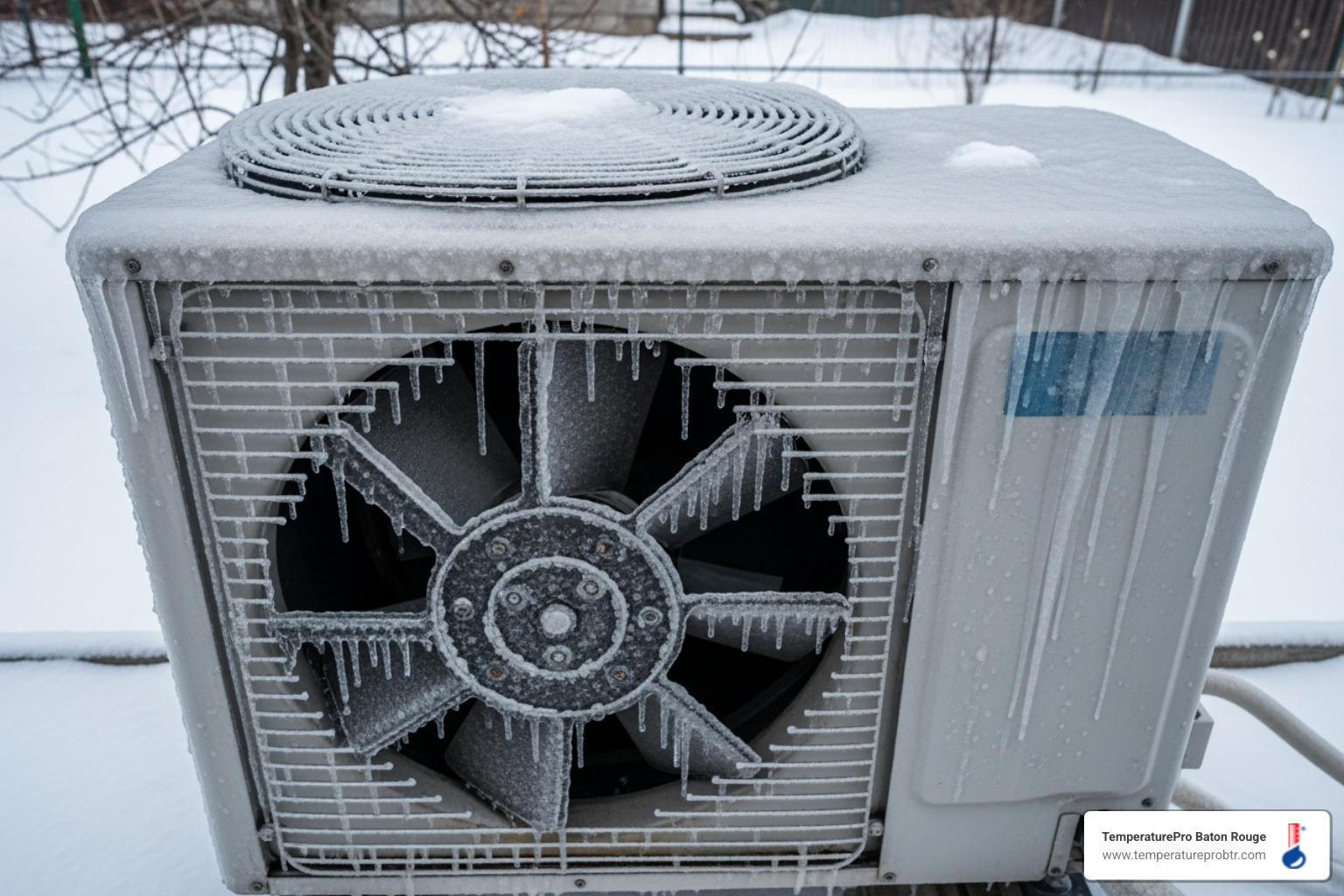 frozen outdoor heat pump unit with ice on the coils - 24/7 heat pump repair in dutchtown la