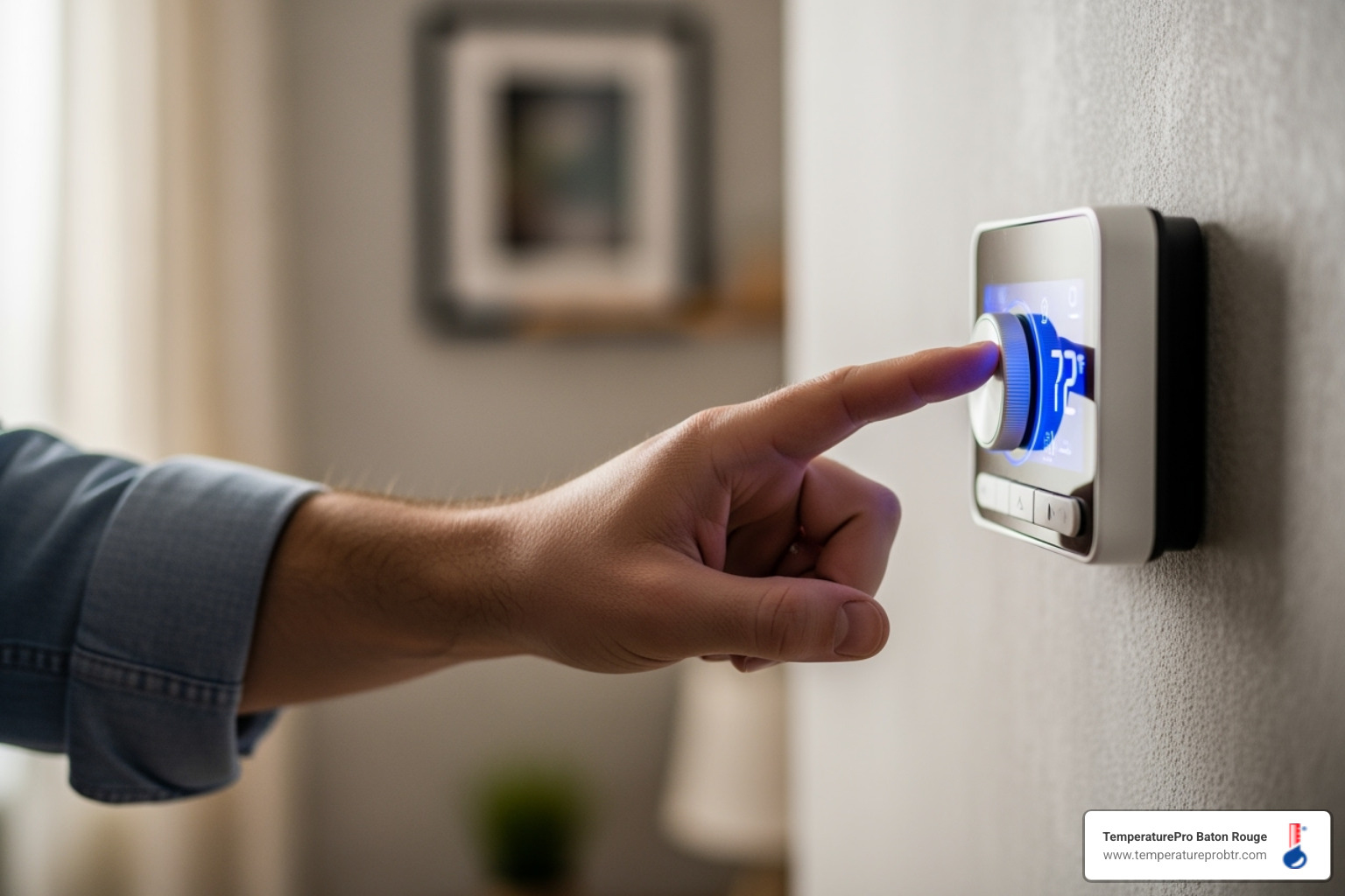 of a homeowner checking their thermostat - heating broken in erwinville la