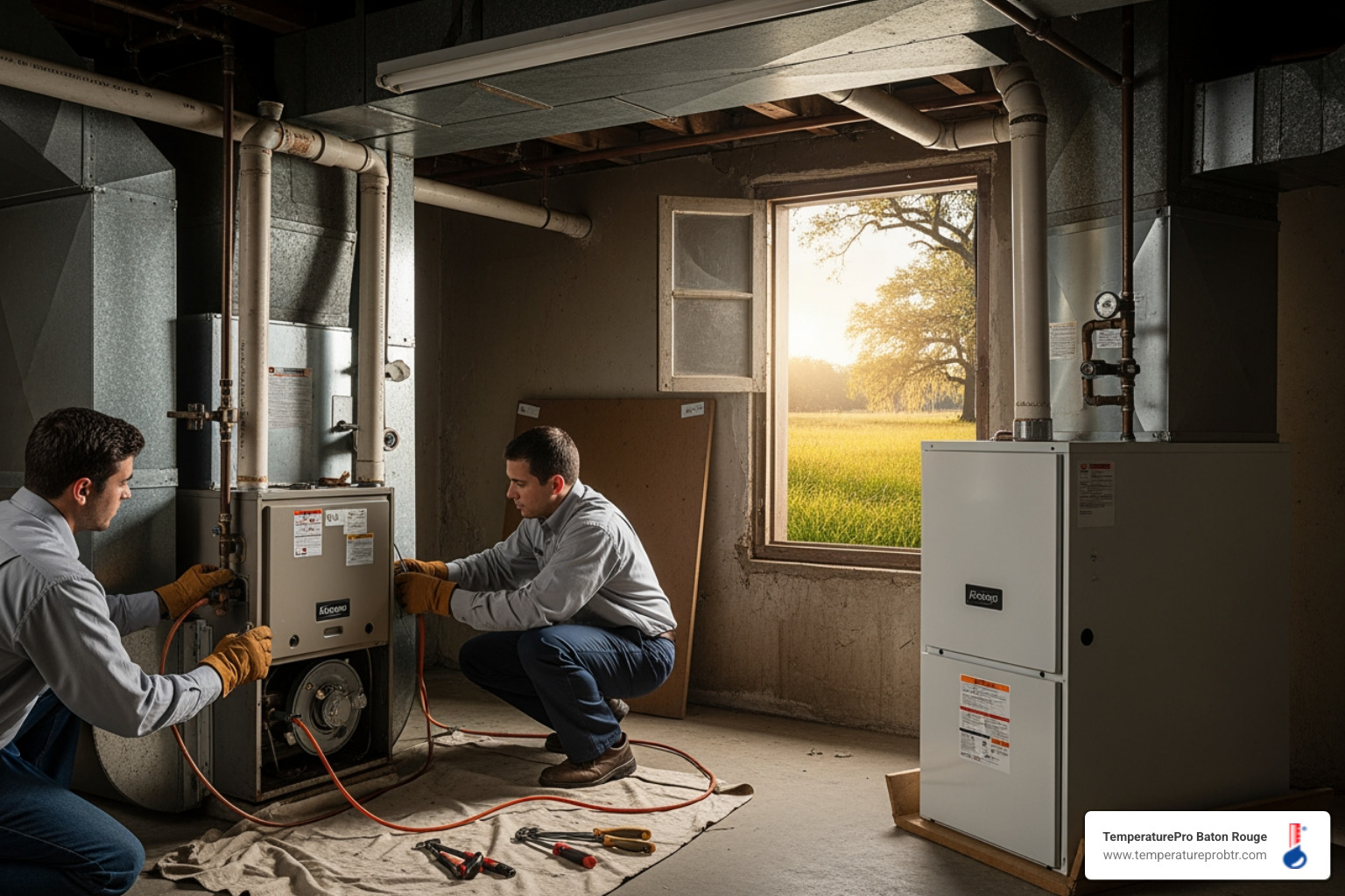 infographic showing five warning signs for furnace replacement with icons for age, bills, repairs, heating zones, and safety indicators - furnace replacement in prairieville la