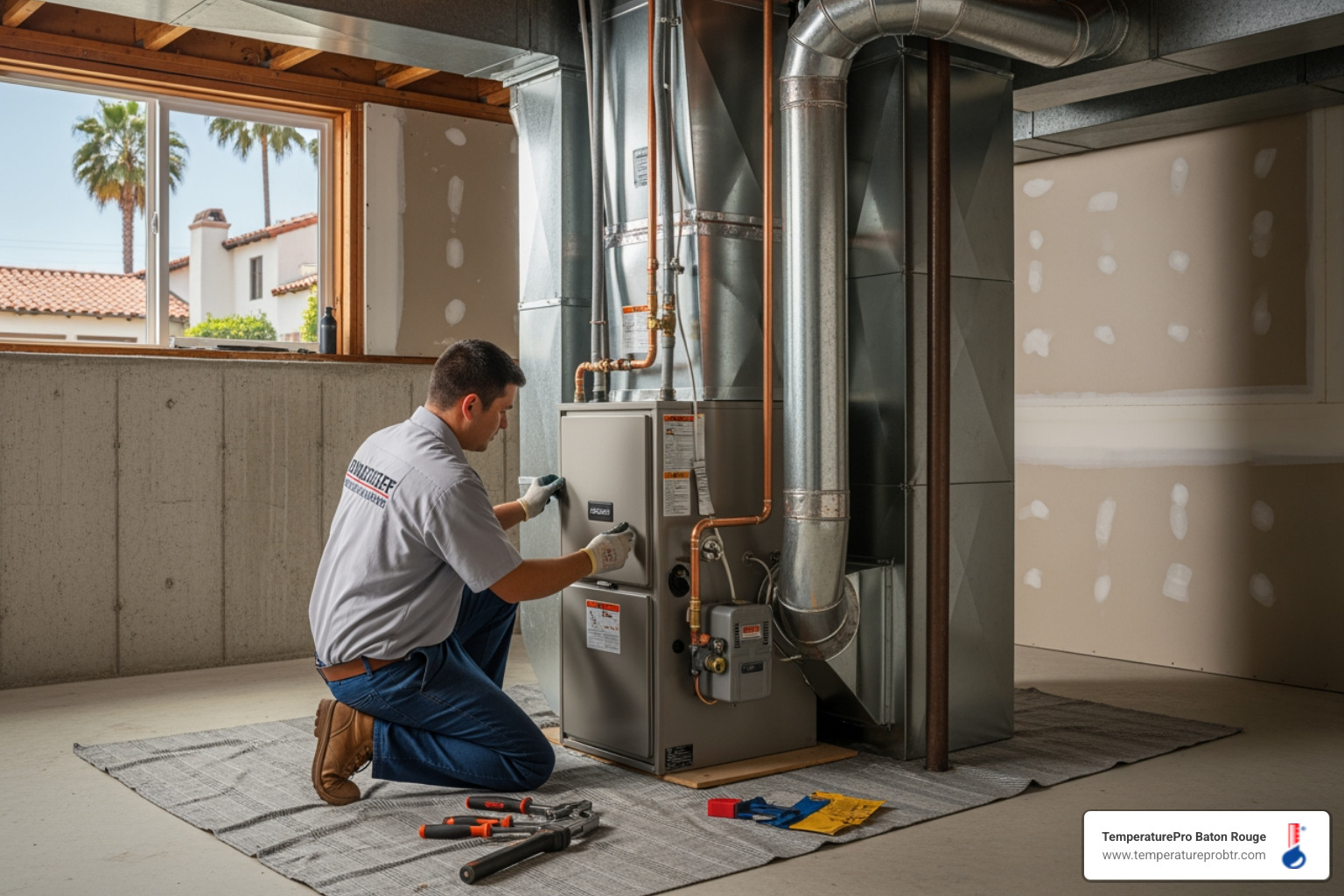infographic showing the heating installation process from initial assessment through system selection, installation steps, and post-installation benefits including energy savings and improved comfort - heating installation in central la