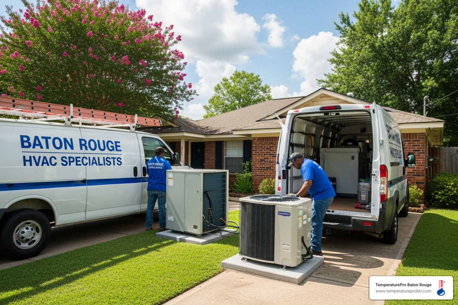 modern, efficient heat pump unit outside a Baton Rouge home - heat pump replacement in baton rouge la