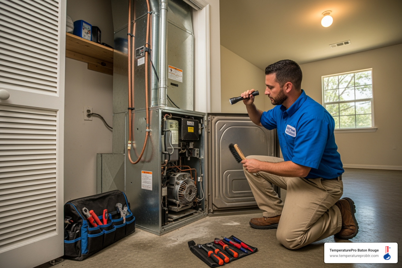 comfortable living room with family staying warm during winter - furnace maintenance in baton rouge la
