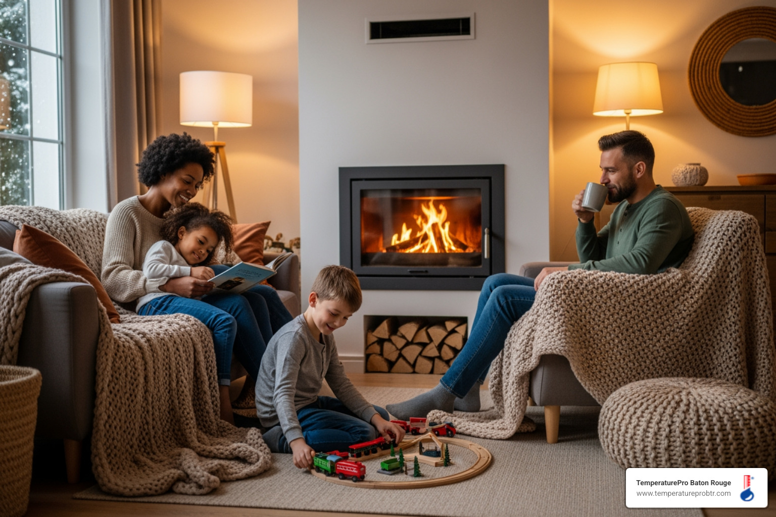 cozy family in warm home - furnace maintenance in central la
