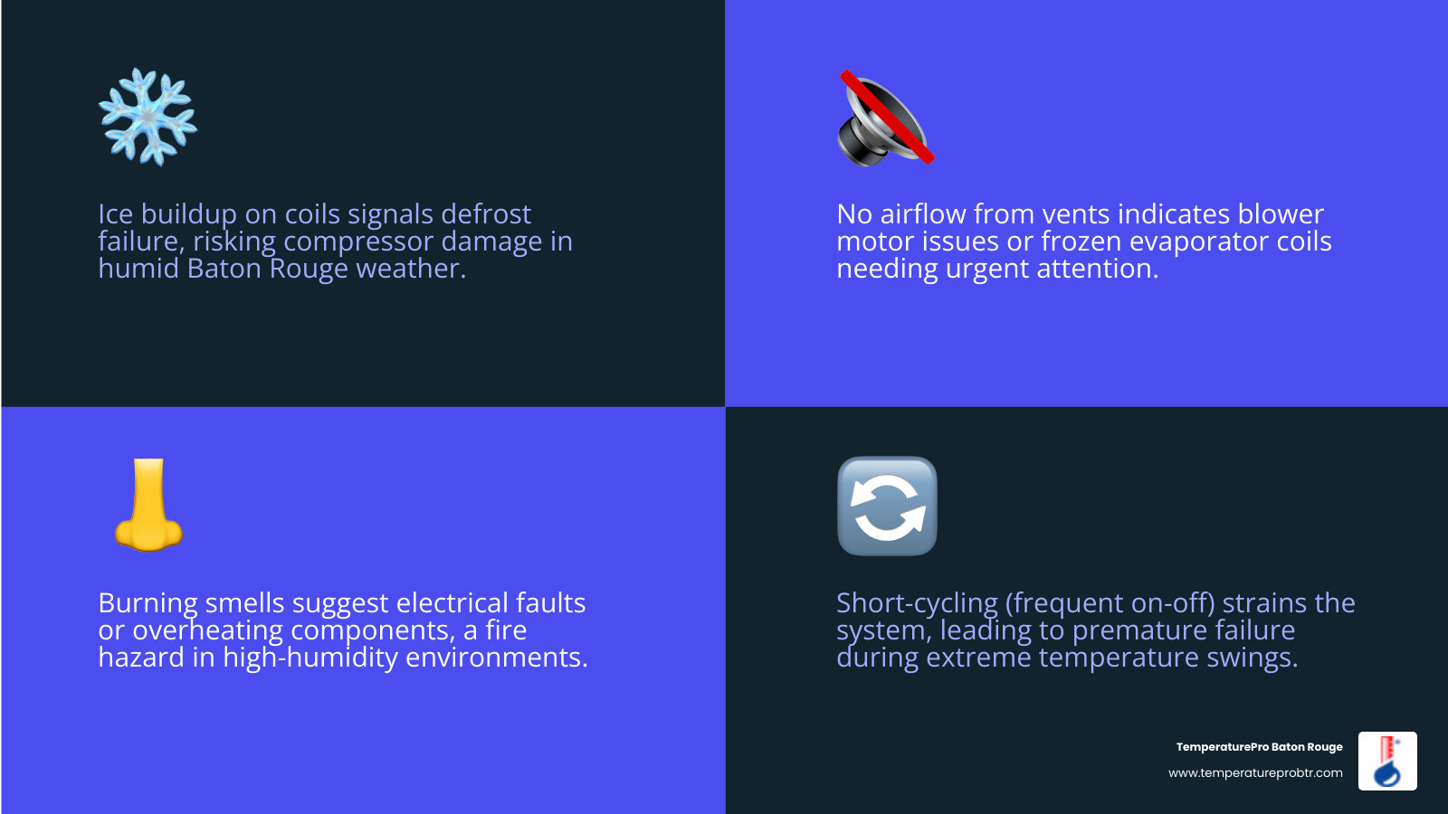 Infographic showing top 5 signs of a heat pump emergency in Baton Rouge - emergency heat pump repair in baton rouge, la Infographic showing top 5 signs of a heat pump emergency in Baton Rouge - emergency heat pump repair in baton rouge, la