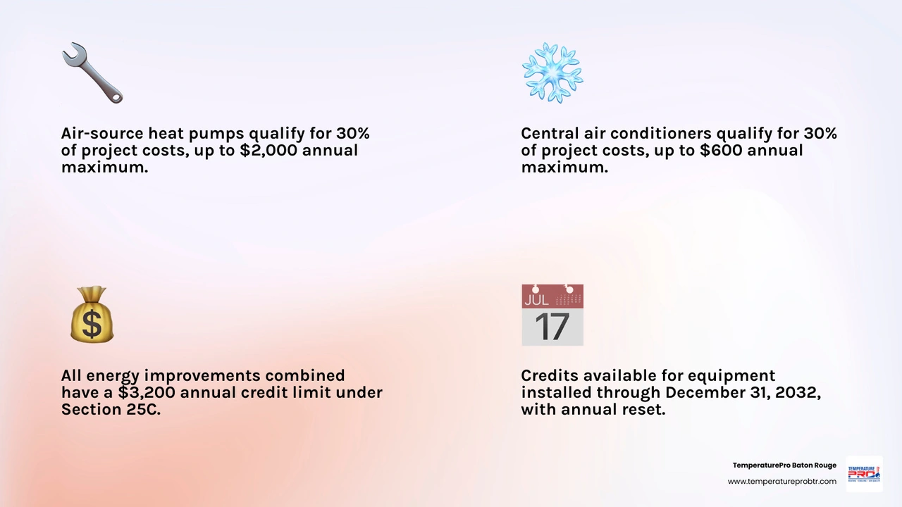 infographic showing $3200 annual federal tax credit limit breakdown for HVAC and home energy upgrades - federal tax credits