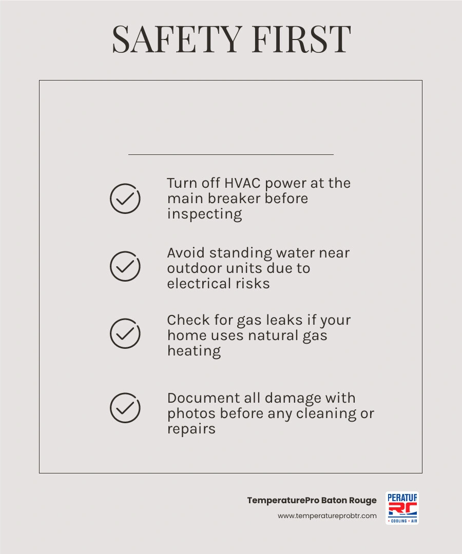 Post hurricane HVAC checklist infographic showing 8 safety steps for homeowners after a storm infographic Post hurricane HVAC checklist infographic showing 8 safety steps for homeowners after a storm infographic