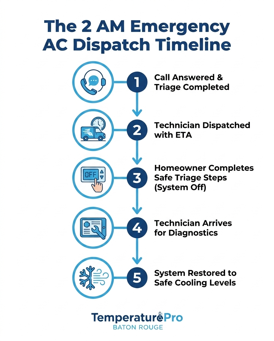 The 2 AM Emergency AC Dispatch Timeline