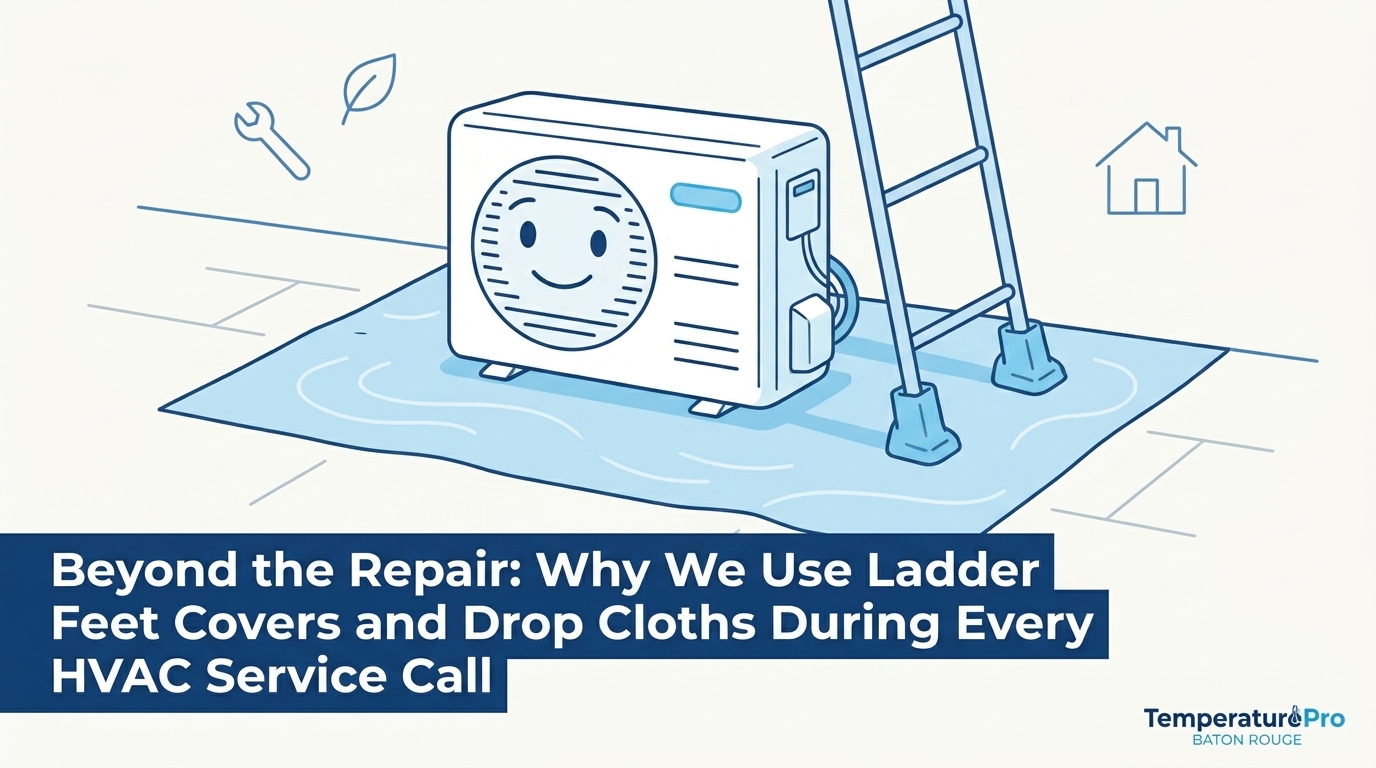 Why We Use Ladder Feet Covers and Drop Cloths During Every HVAC Service Call