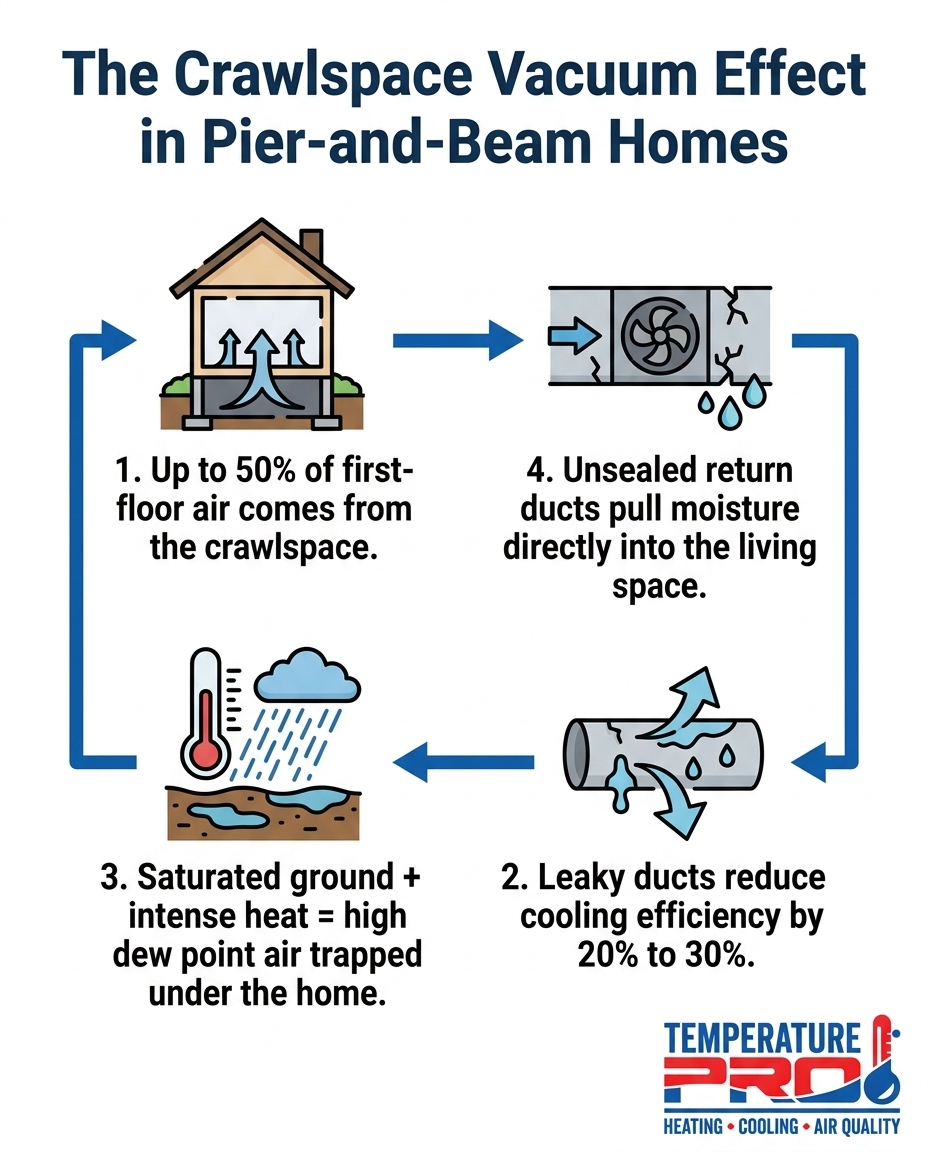 The Crawlspace Vacuum Effect in Pier-and-Beam Homes