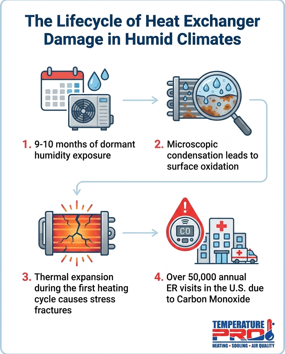 The Lifecycle of Heat Exchanger Damage in Humid Climates