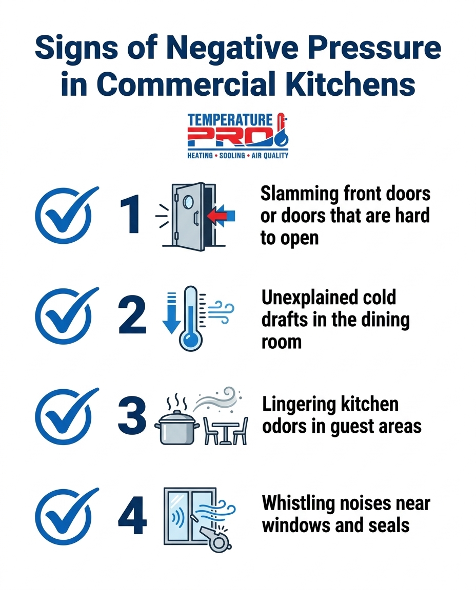 Signs of Negative Pressure in Commercial Kitchens