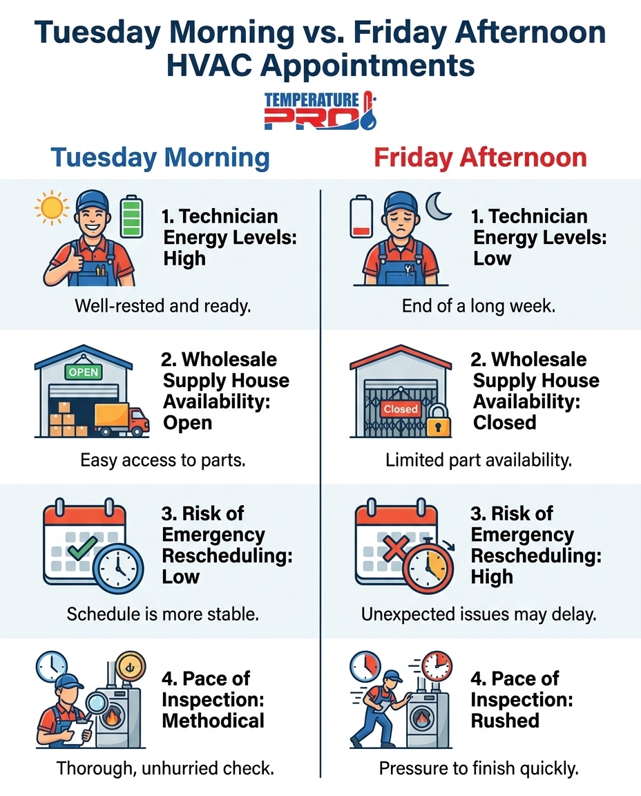 Tuesday Morning vs. Friday Afternoon HVAC Appointments