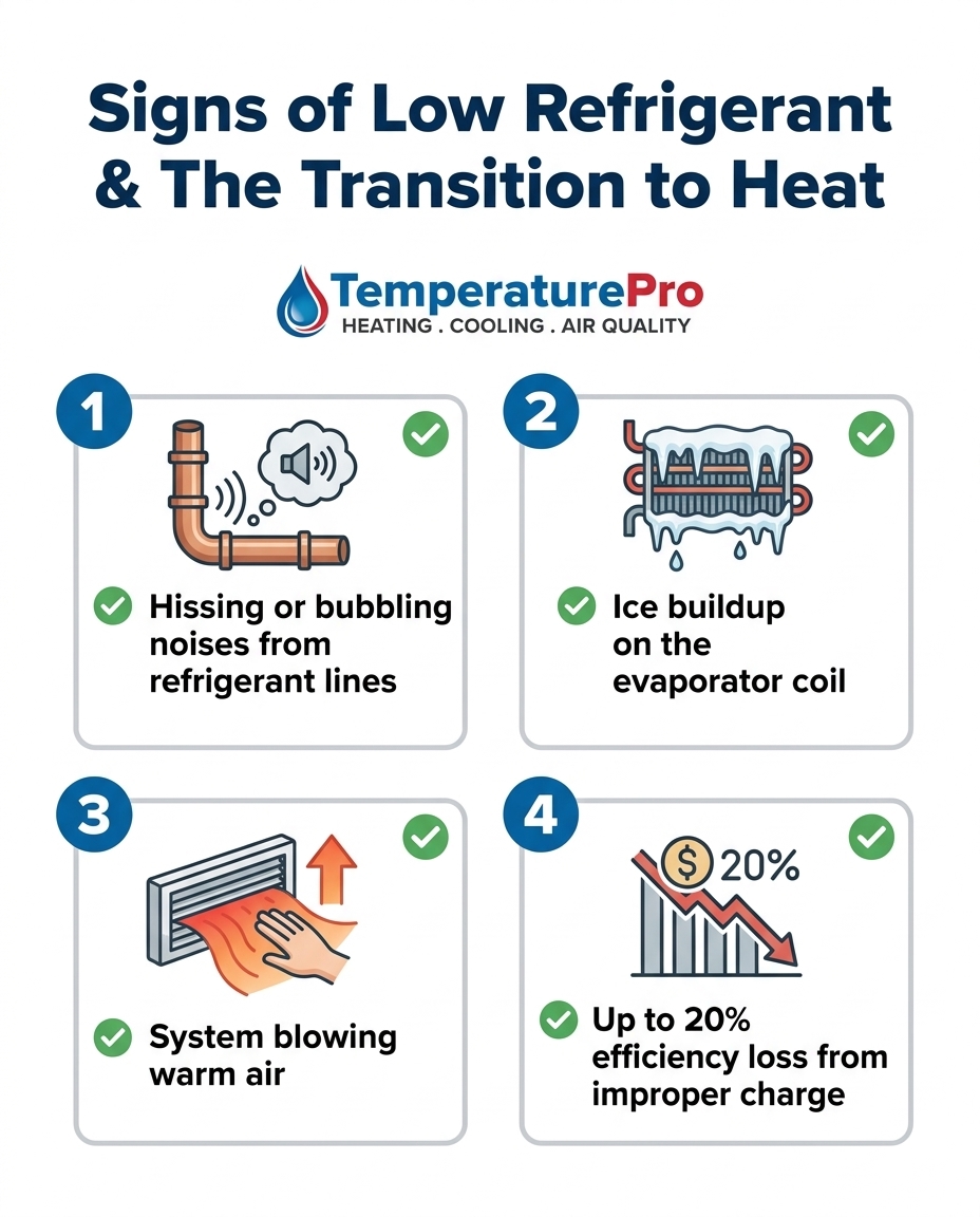 Signs of Low Refrigerant & The Transition to Heat