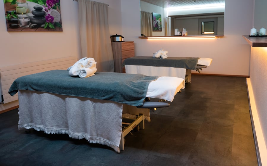 A treatment room set up for a massage