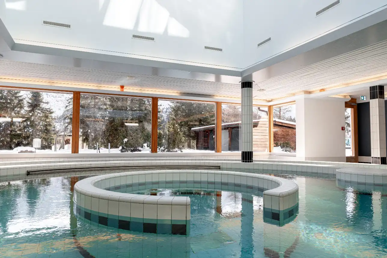 Indoor pool at Altein, Arosa in winter