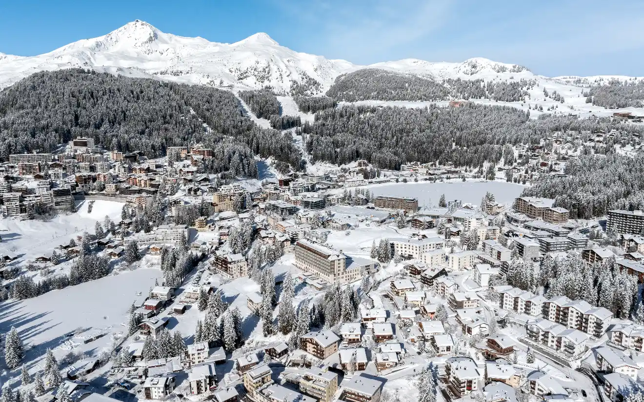 Arosa village under snow