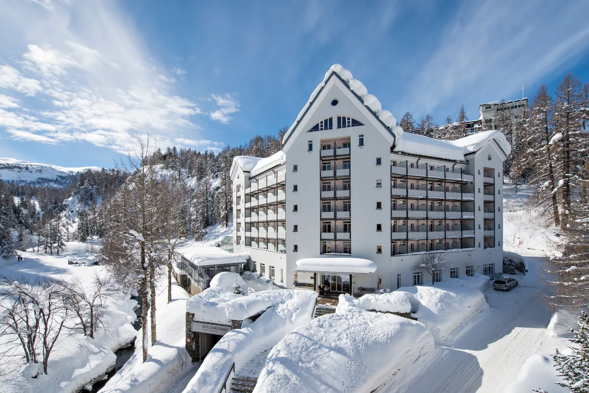 Schweizerhof, Sils Maria in winter sunshine