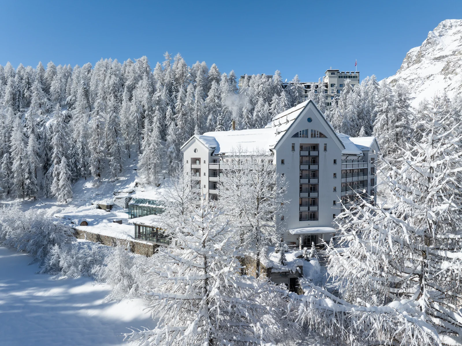 Schweizerhof, Sils Maria in bright winter sunshine