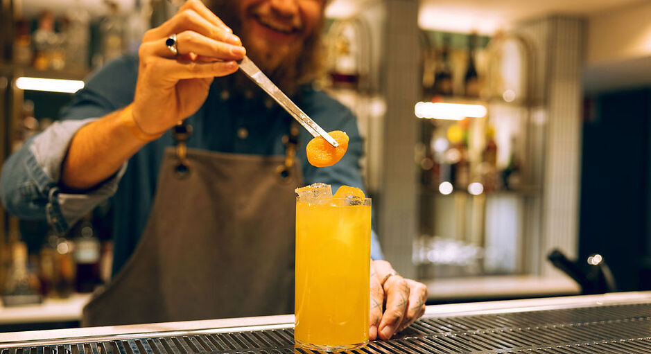 Friends drinking in a bar