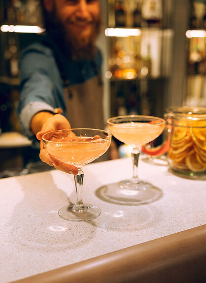 Friends drinking in a bar
