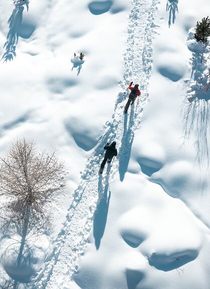 Snowshoe hiking in Sils Maria