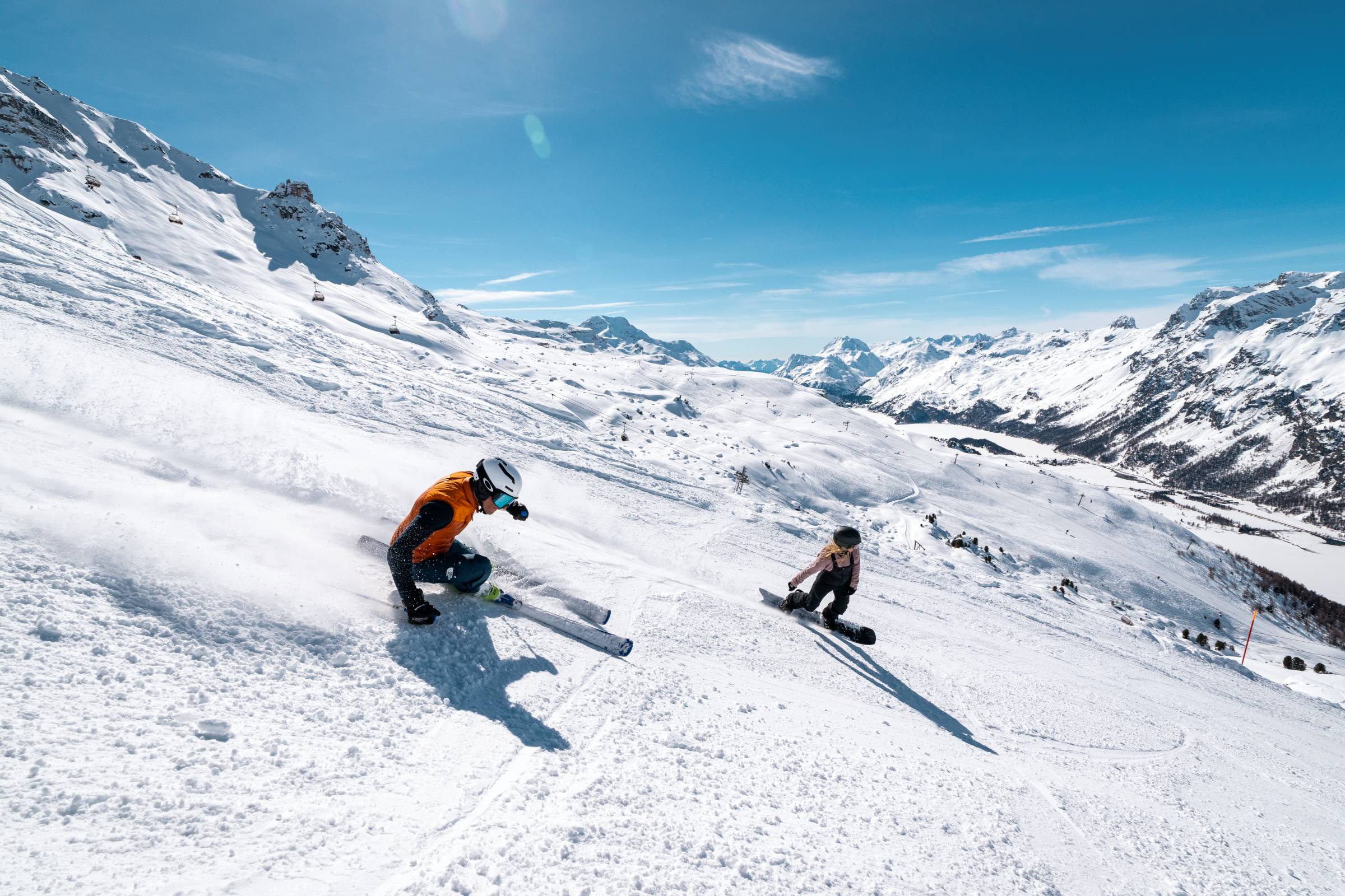 Ski slope in the Upper Engadin for the Ski Escape package at Schweizerhof Sils Maria, photo Engadin Tourismus