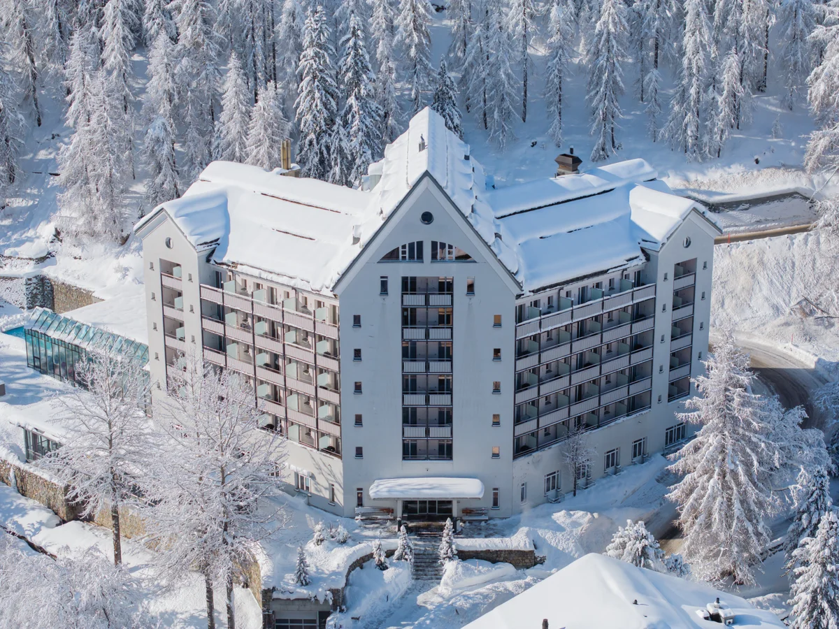Schweizerhof, Sils Maria sous la neige vu d'en haut