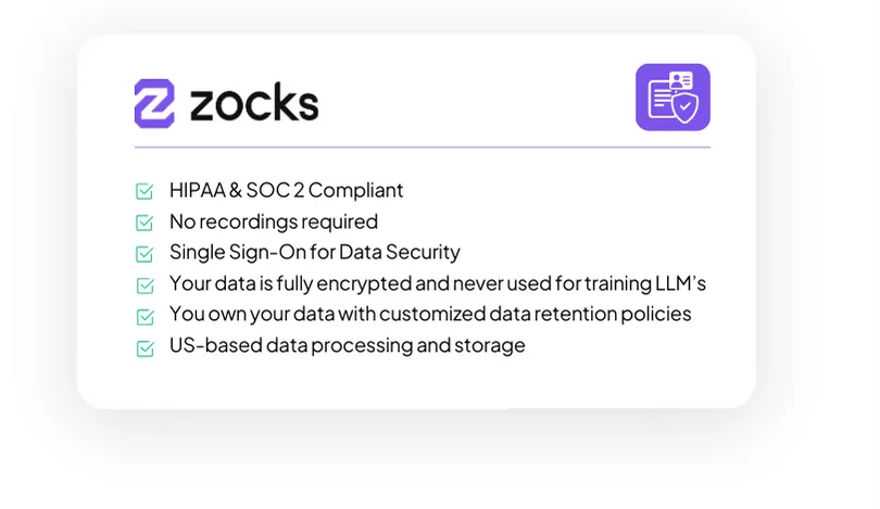 Zocks is the leading AI Meeting Assistant for data security, privacy, and compliance controls