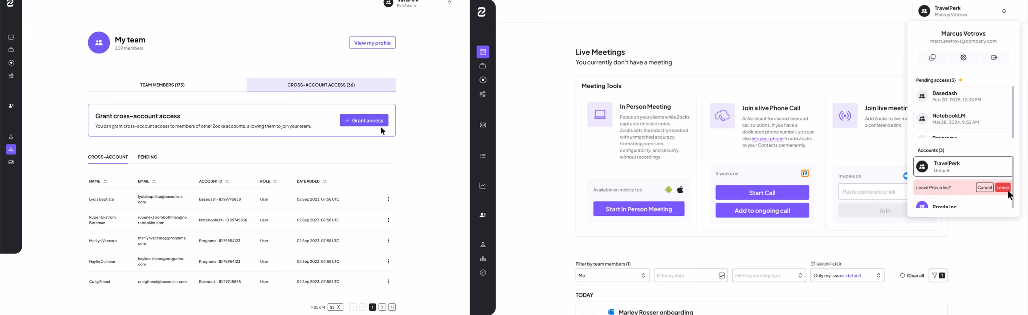 Multi-Account Access, Shared Team Support