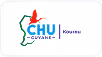 Logo of CHU Guyane, featuring an outline of French Guiana and a red bird.