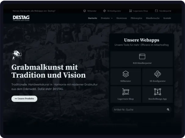 Screenshot der Website von DESTAG Natursteinwerk