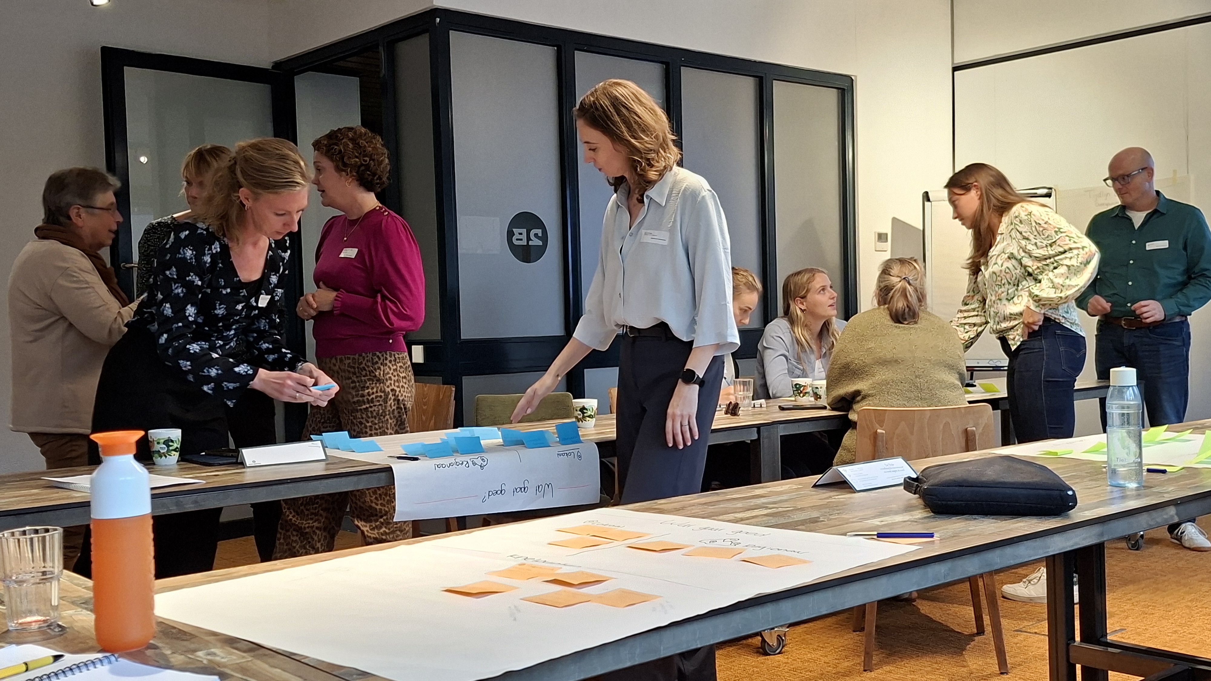 Deelnemers aan het werk met post-its