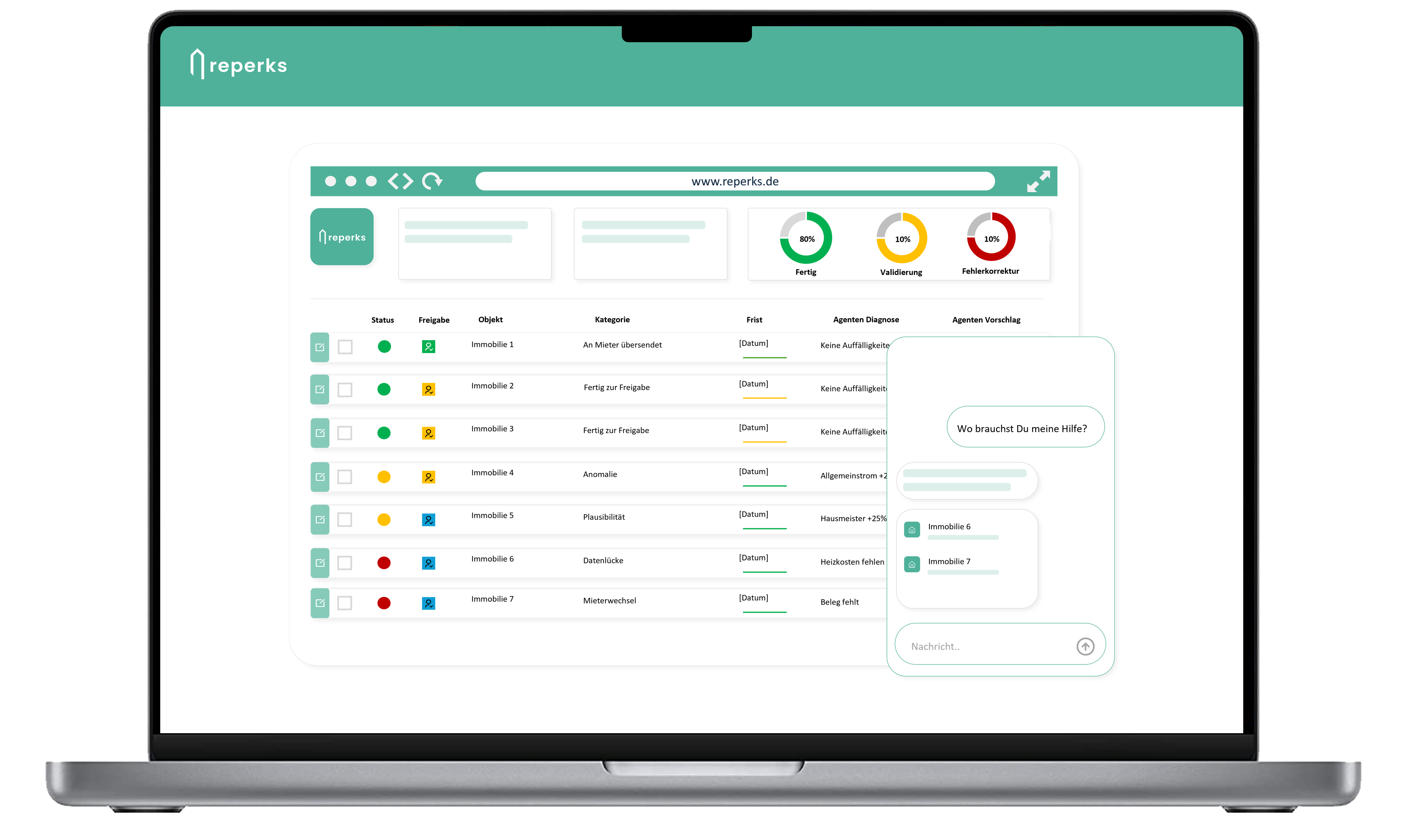 Mobile App-Oberfläche mit einem Dashboard zur Verwaltung von Wohnkosten, detaillierten Miet- und Nebenkosten sowie Cashback-Transaktionen