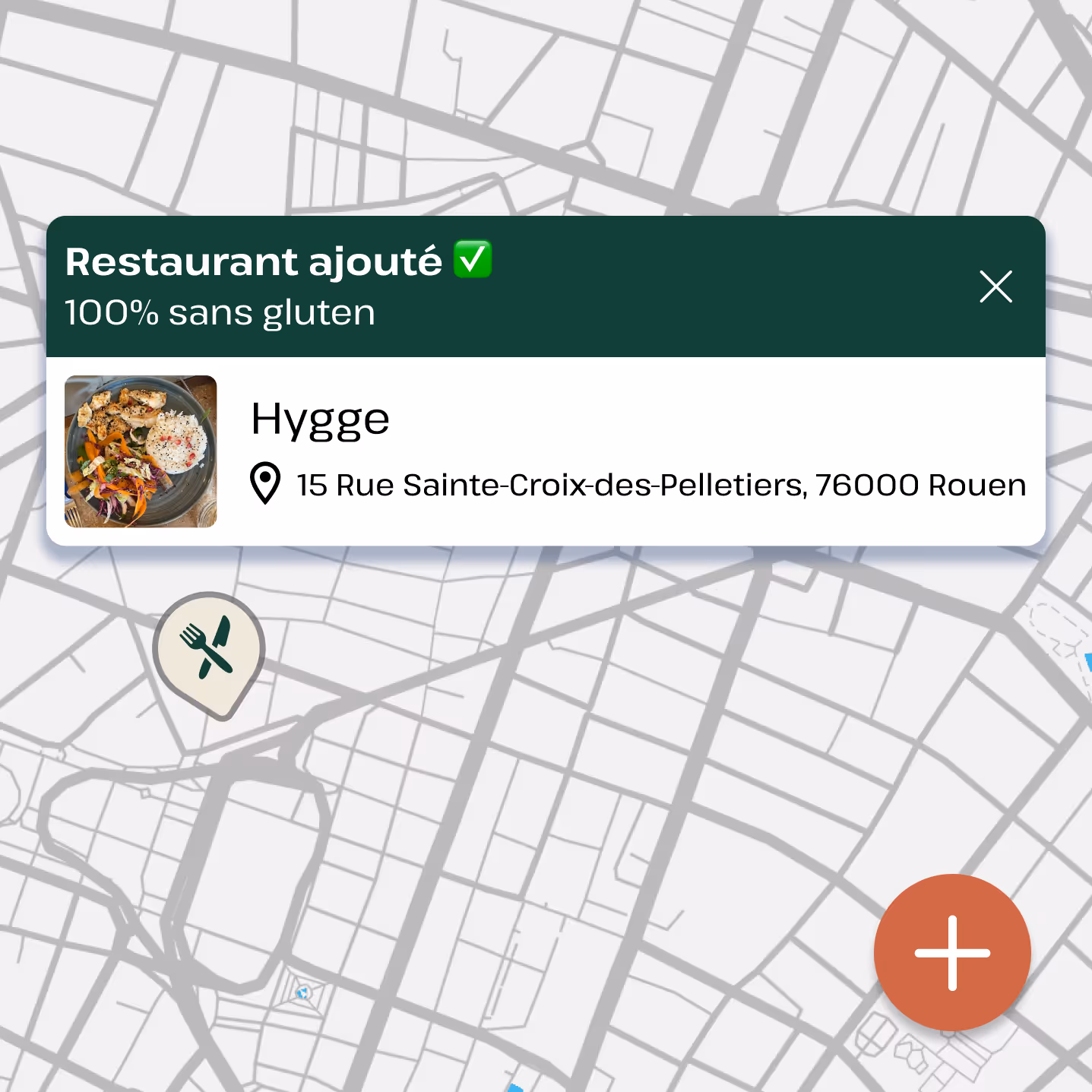Interface qui montre l’ajout d’un restaurant à l’application