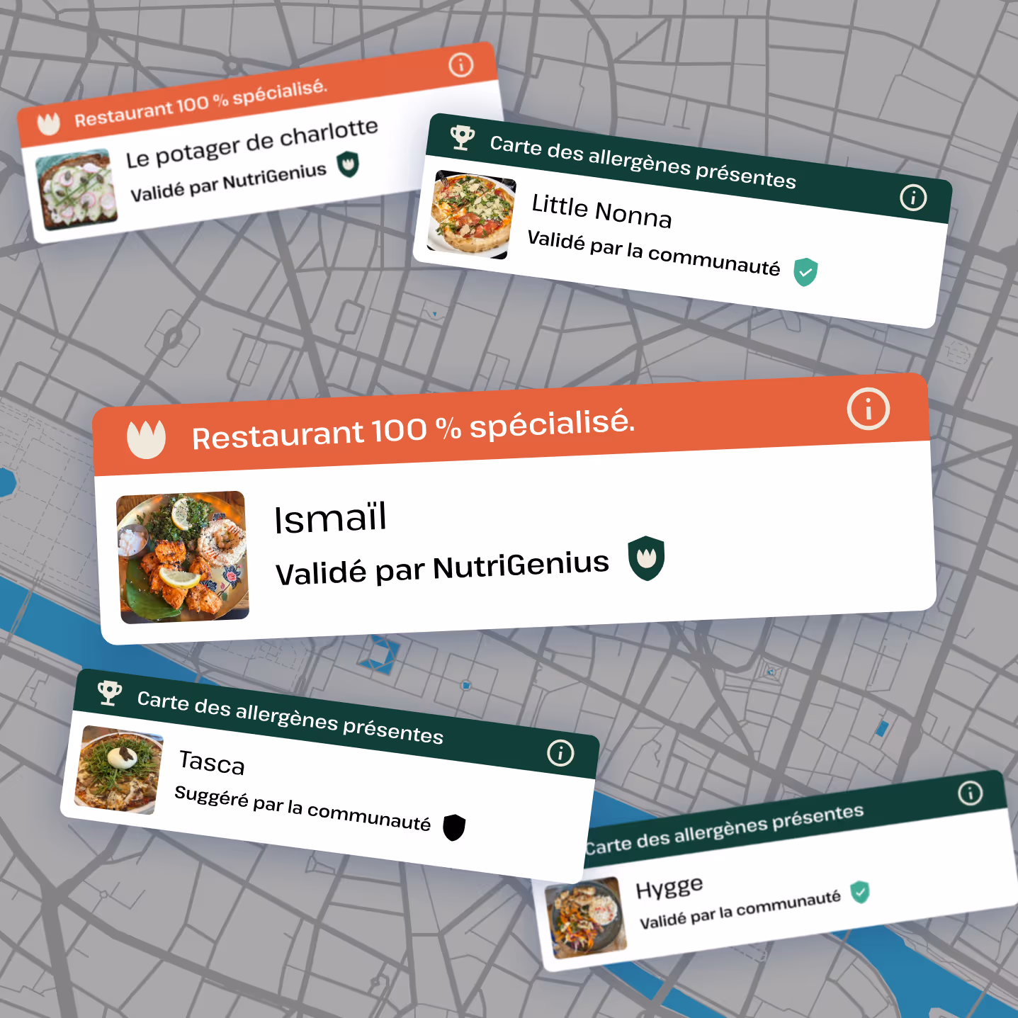 Liste de différents restaurants validés par NutriGenius