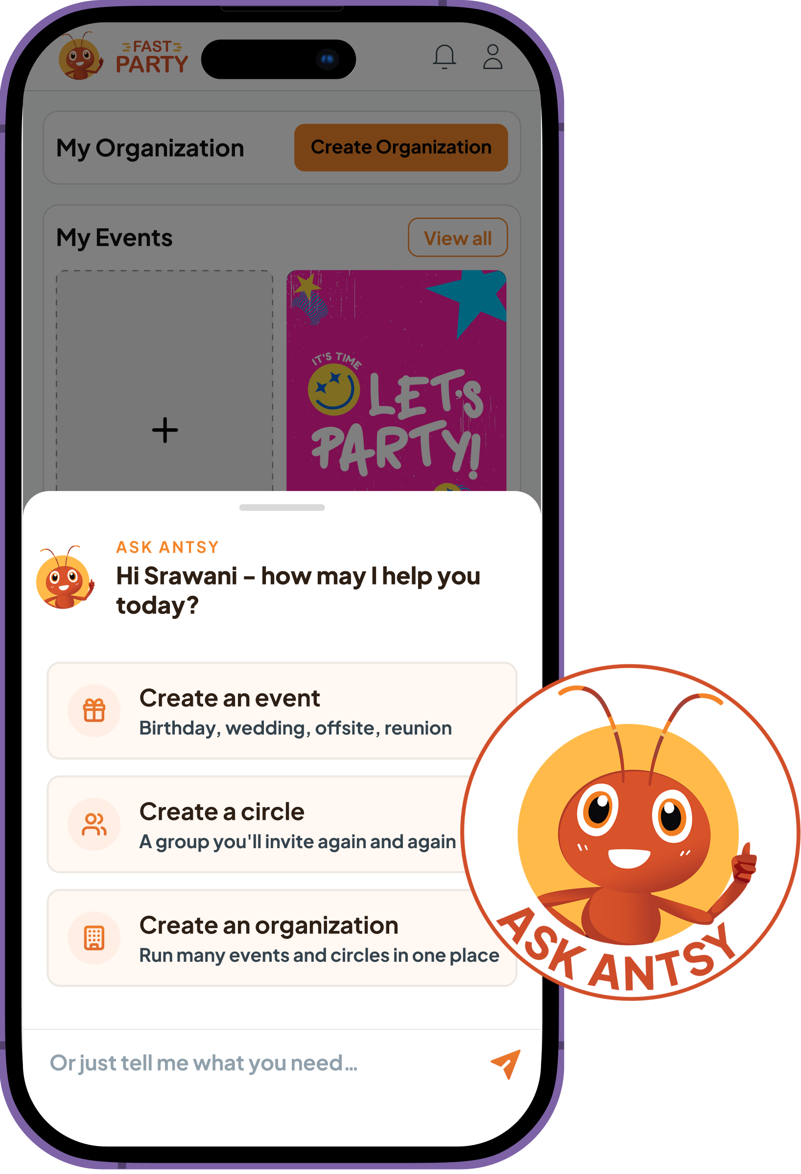 Fast Party event updates and guest communication