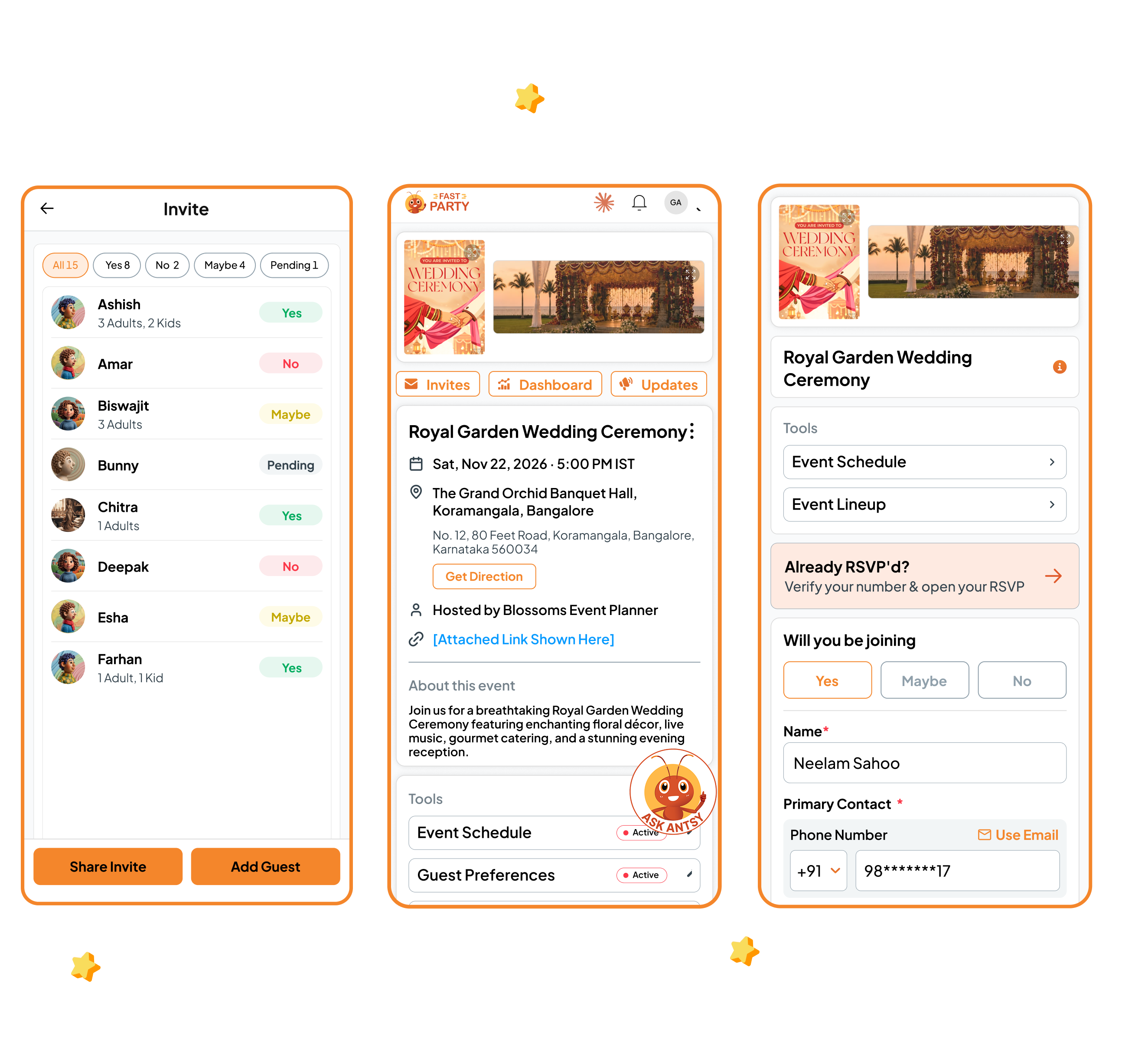 Fast Party event dashboard