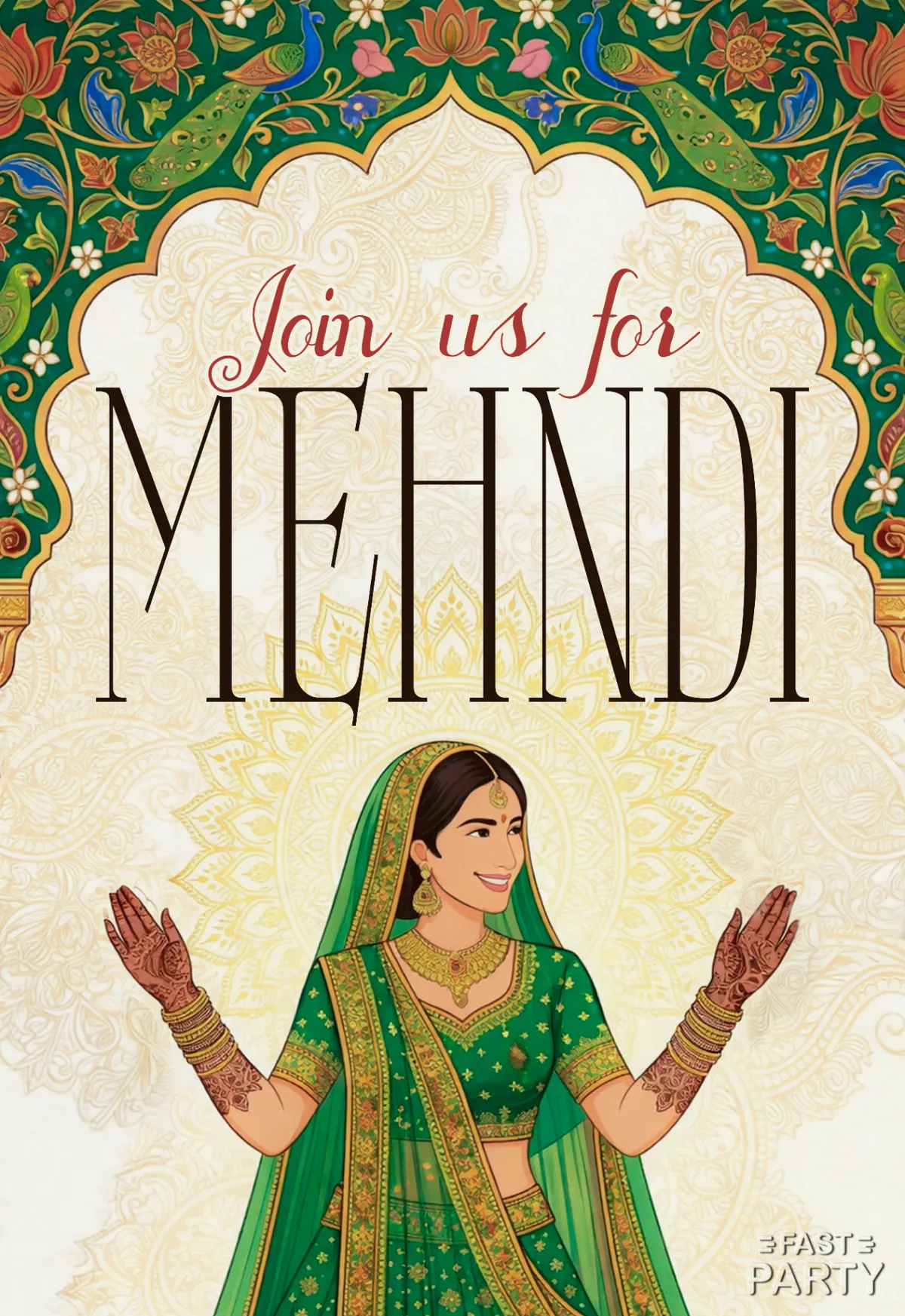 Mehndi Ceremony — Green Lehenga Arch