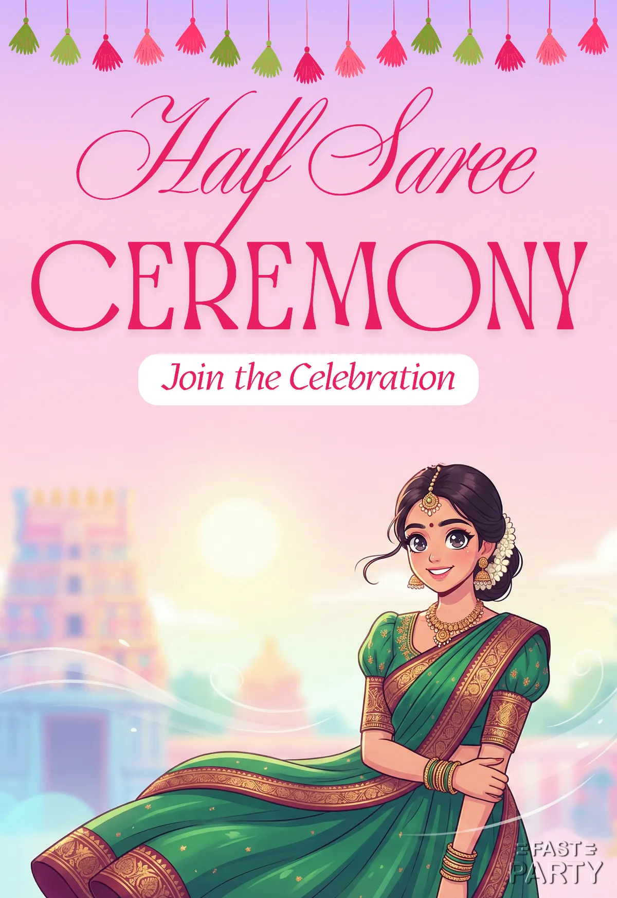 Half Saree Function — Pastel Tassels