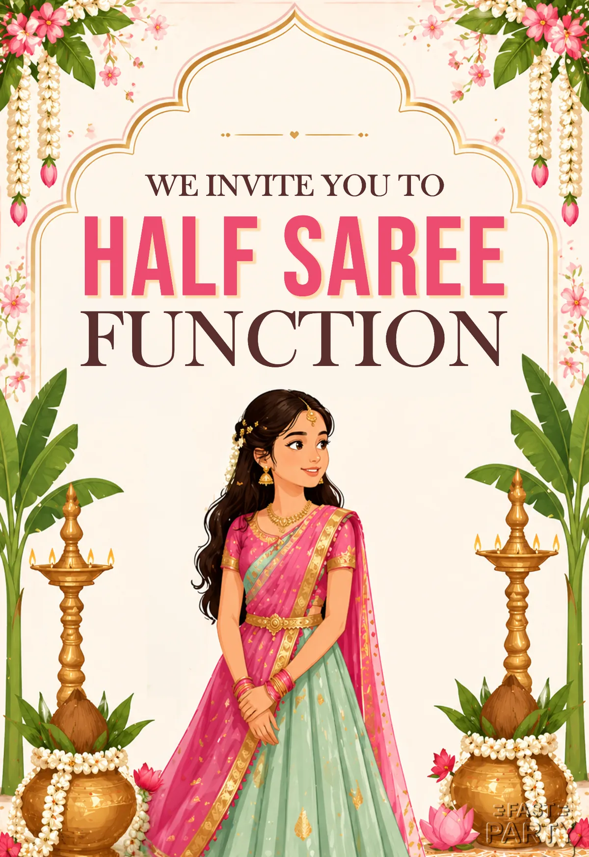 Half Saree Function — Floral Arch