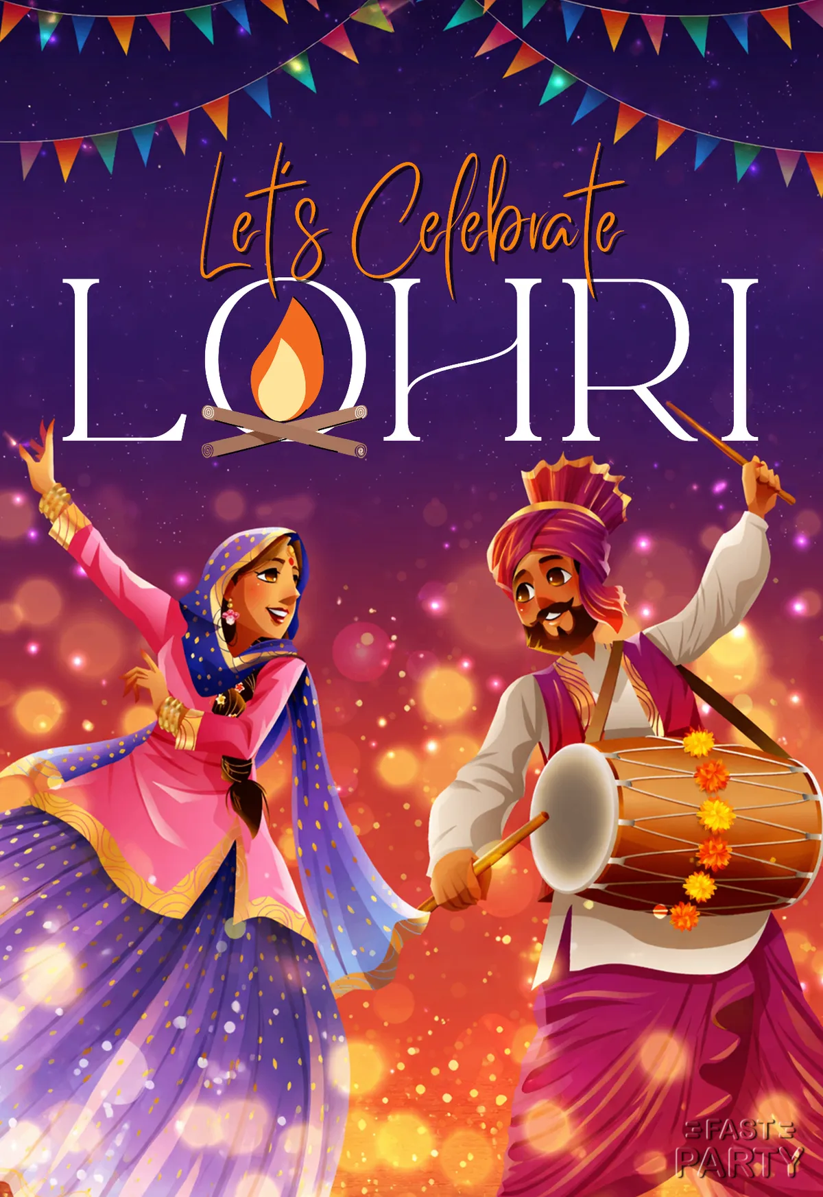 Lohri Festival — Purple Night Bonfire