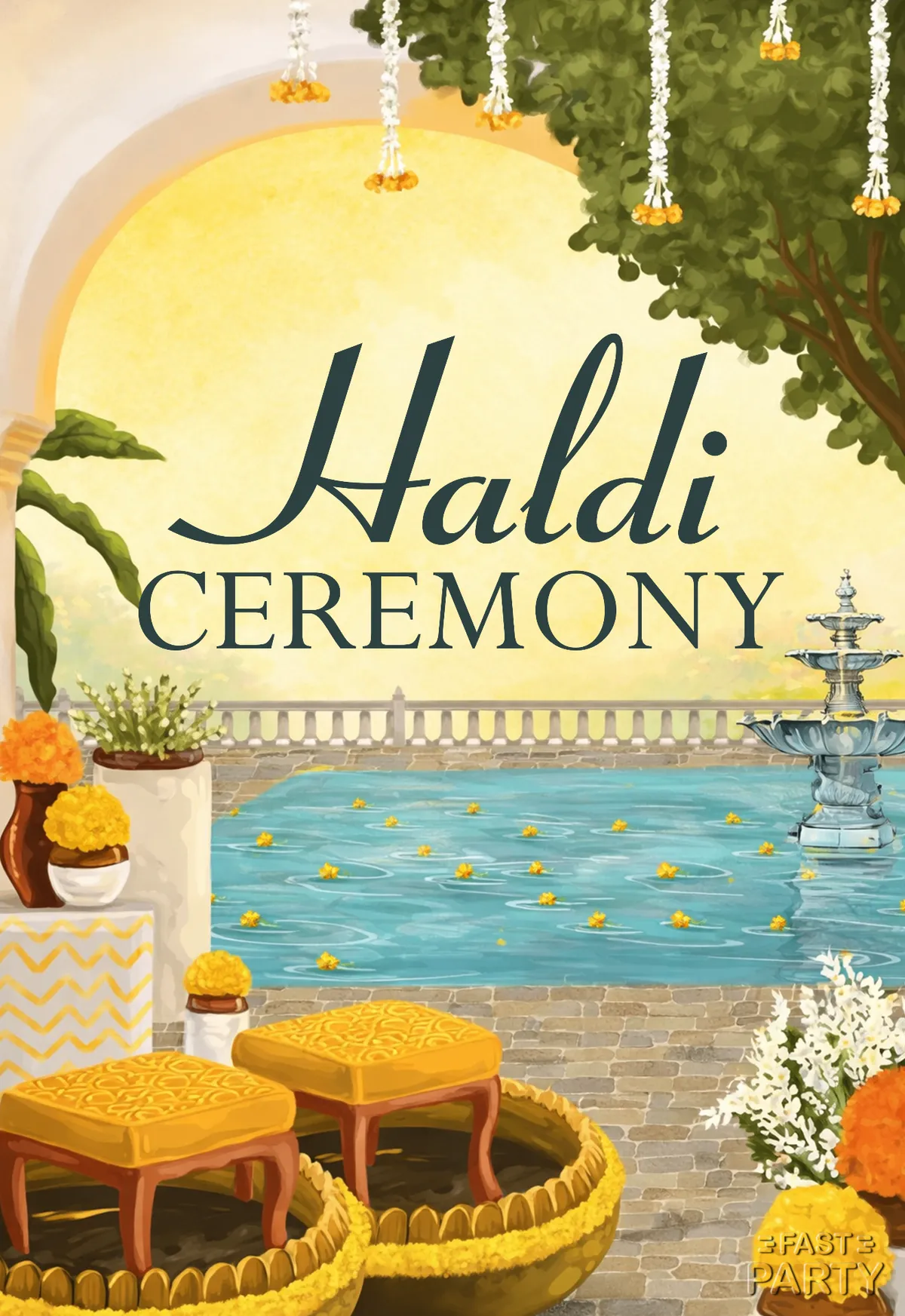 Haldi Ceremony — Courtyard Pool