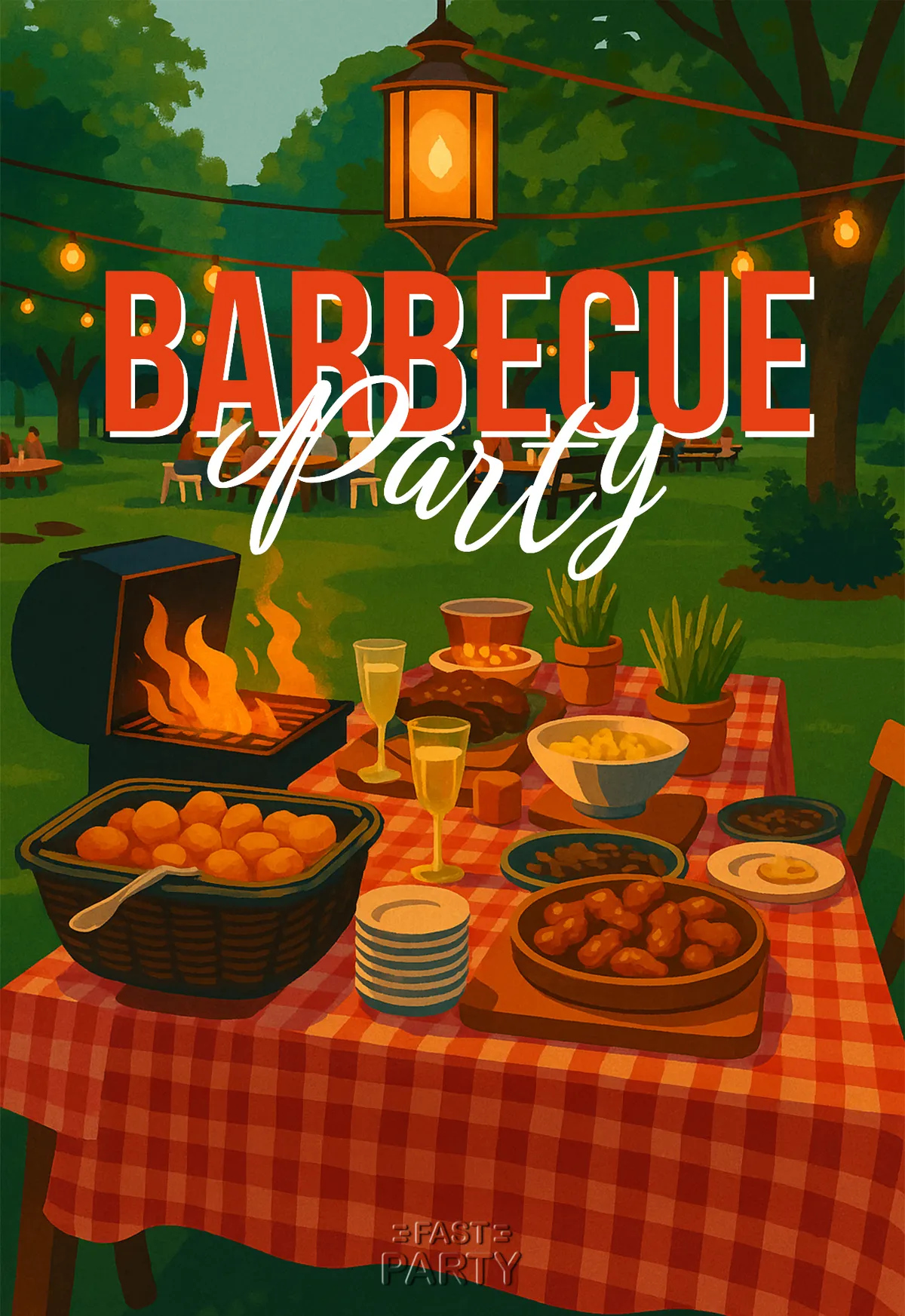 BBQ Party — Backyard at Dusk