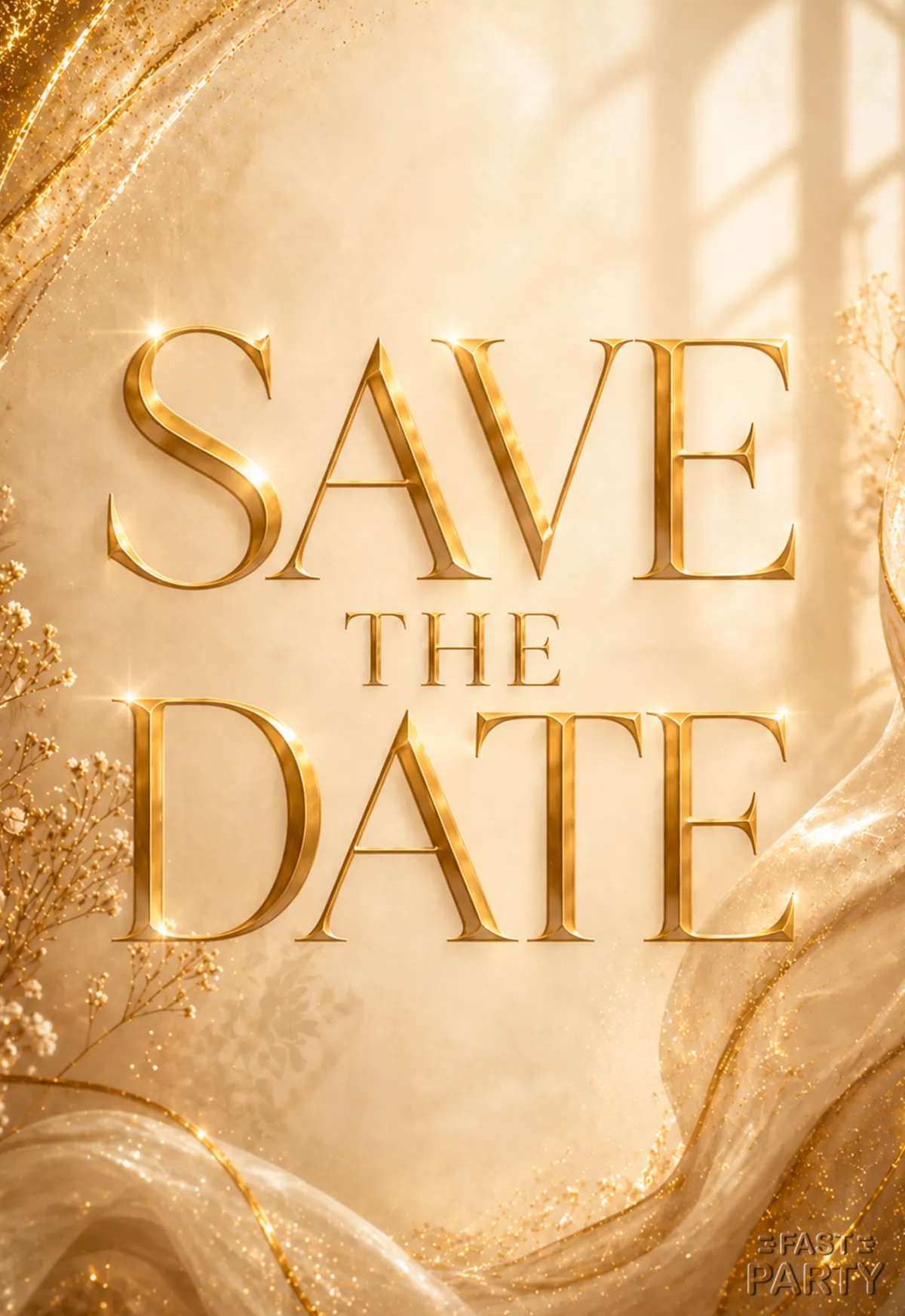 Save the Date — Gold Foil Waves