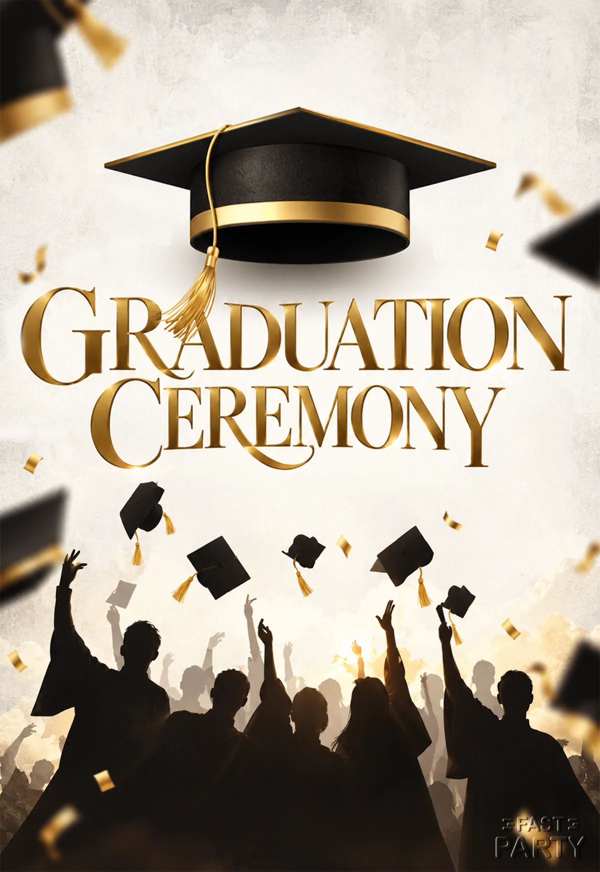 Graduation Ceremony — Cap Toss Silhouettes