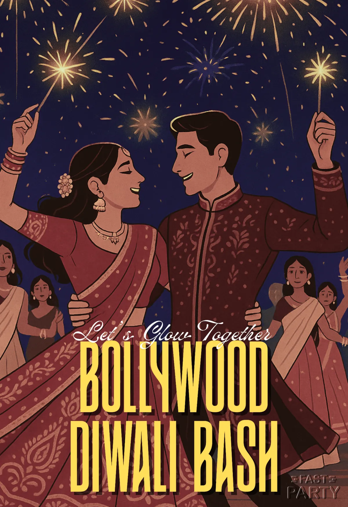 Bollywood Diwali Bash — Couple & Sparklers