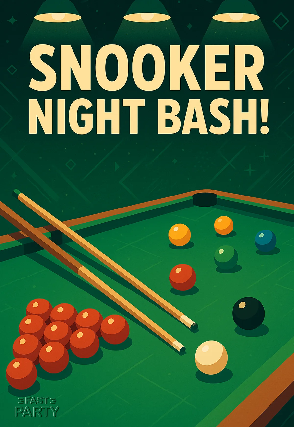 Snooker Night Bash — Rack & Cues
