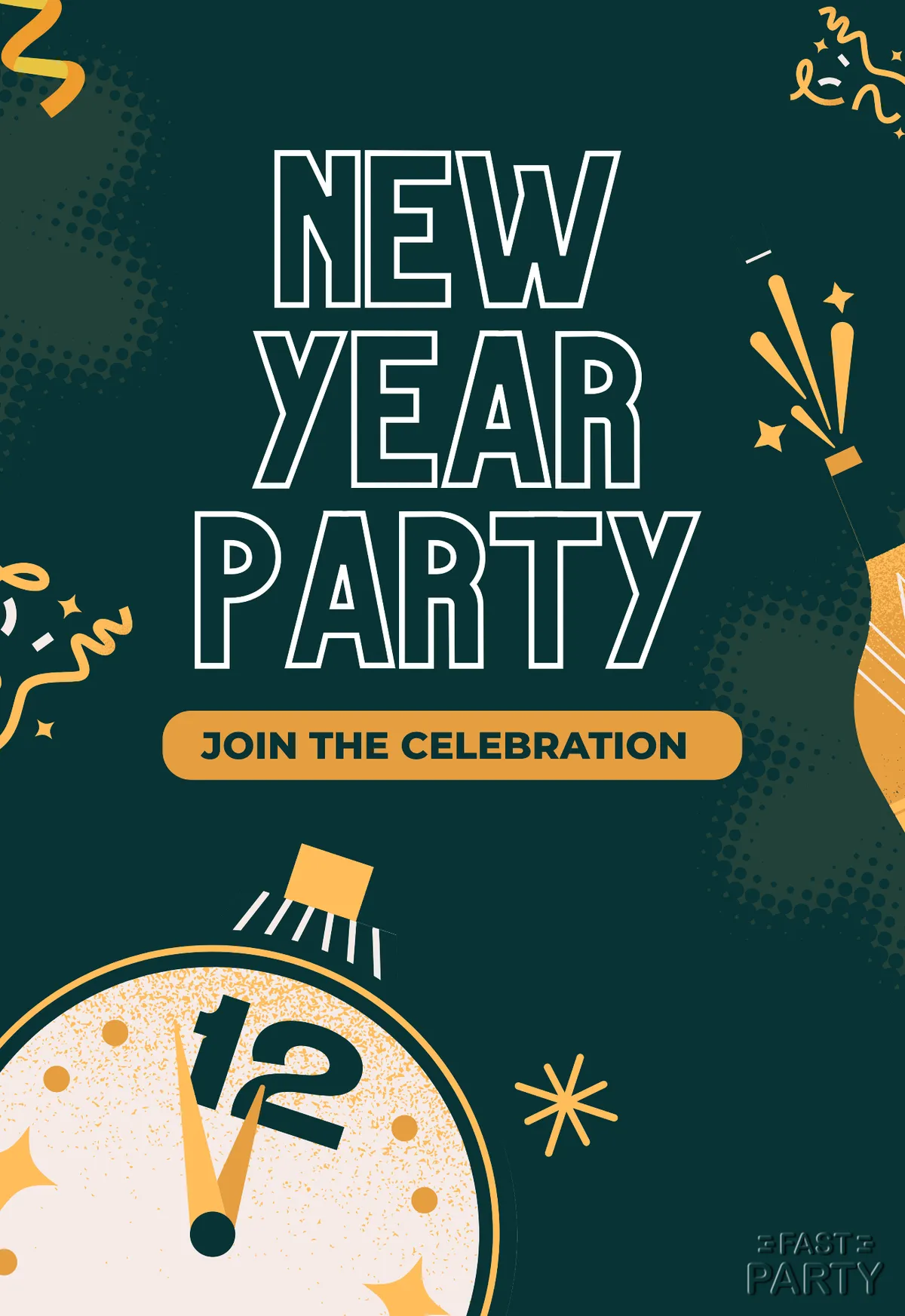 New Year Party — Retro Clock