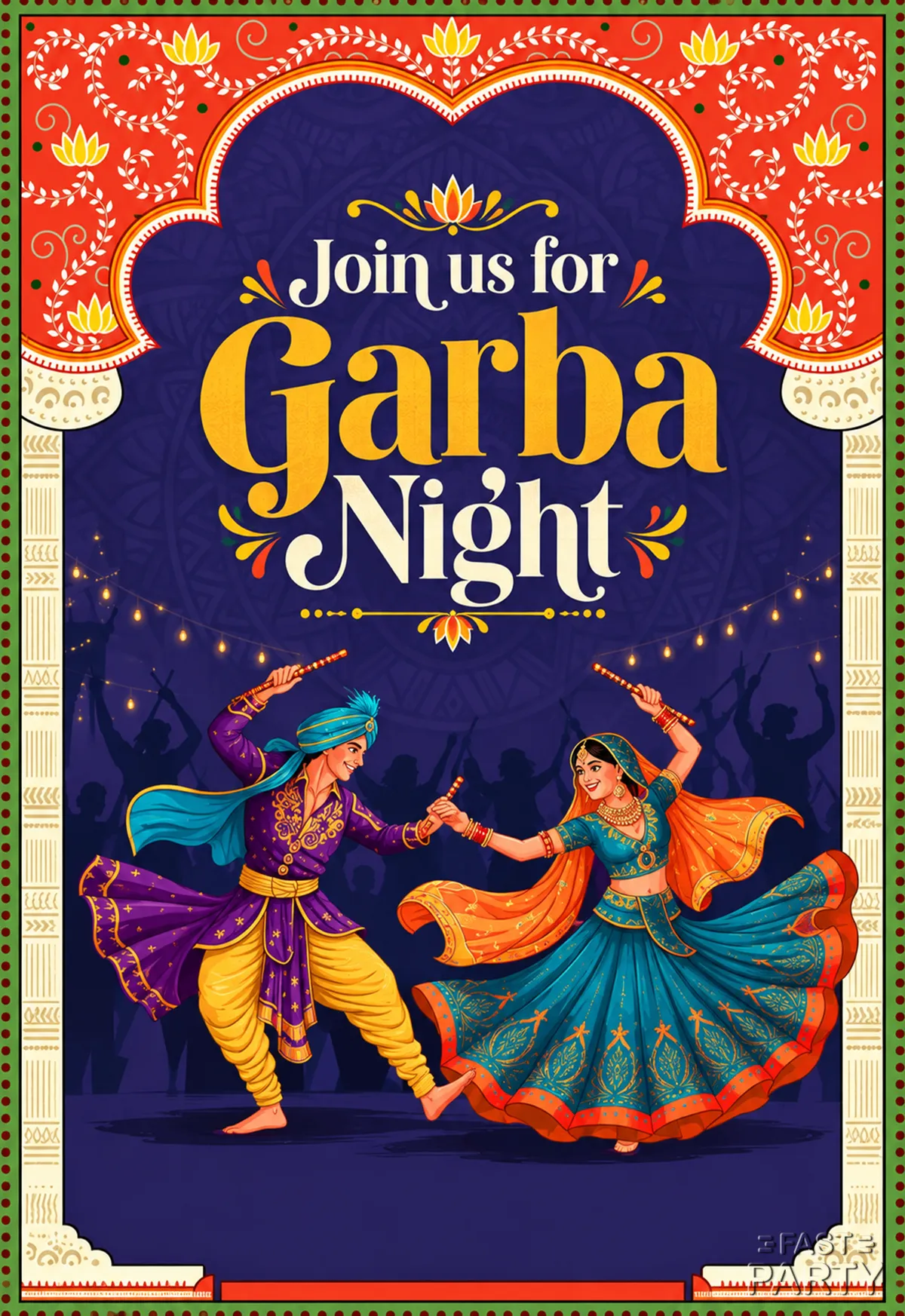 Garba Night — Folk Art Frame